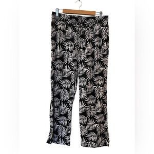 Saint Tropez West Women’s Black White Leaf Stretch Elastic Pant Size: Large